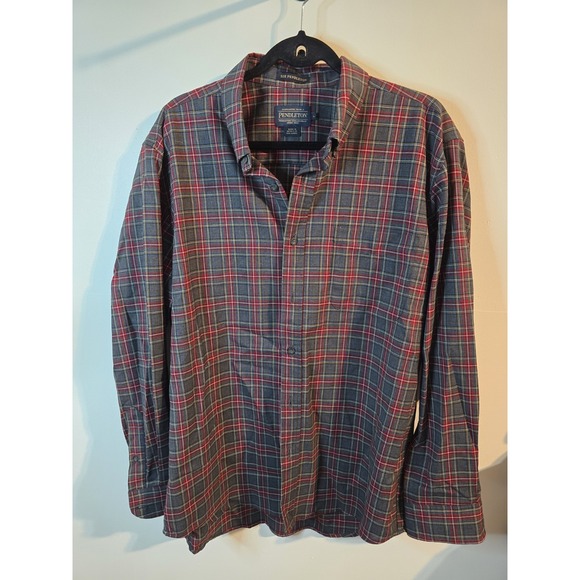 Pendleton Sir Pendleton Button Down Long Sleeve Plaid Shirt 100% Wool - Men's L - Picture 1 of 4